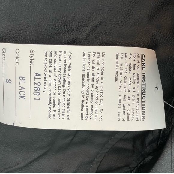 Leather Motorcycle Jacket Size Small fits Extra Small NWT - Picture 5 of 5